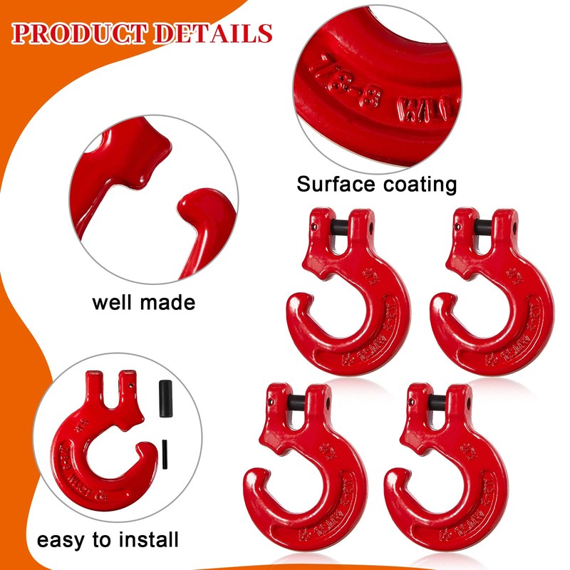 Therwen 4 Pack 5/16" G80 Logging Chain Choker Hook Slip