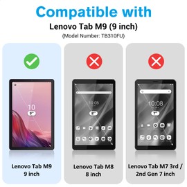 ProCase 2 Pack Screen Protector for Lenovo Tab M9 9-Inch 2023 / Tablet Nook 9" (2024), Tempered Glass Screen Film Guard for Tablet Nook 9" (2024)/ 9" Lenovo Tab M9 TB310FU 2023 Release -Clear