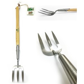 Greenman Mid Handle Stainless Steel Weed Fork Ash Handled 28"
