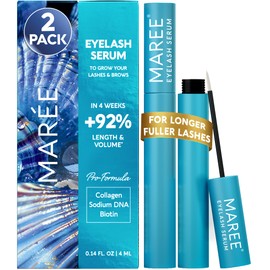MAREE Eyelash Serum To Grow Lashes & Brows 2 Pack - Eye Lash Serum for Eyelash Growth Without Prostaglandin - Rapid Enhancing Lash Growth Eyebrow Boost Oil - Sérum De Pestañas Suero Para Pestañas