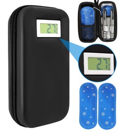 Hielera para Insulina con 2 Bolsas de Hielos Portatil,Bolsa Enfriamiento Pantalla de Temperatura,Enfriador Organizer Cooler de Medicamentos,Mantenga Fresca Durante 8-15Horas,para Viaje y Trabajo Salud