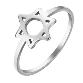 LUTAKU Dainty Star of David Finger Rings for Women Girls Stainless Steel Minimalist Pentacle Star Stacking Ring Geometric Jewish Symbol Jewelry Gift (silver)