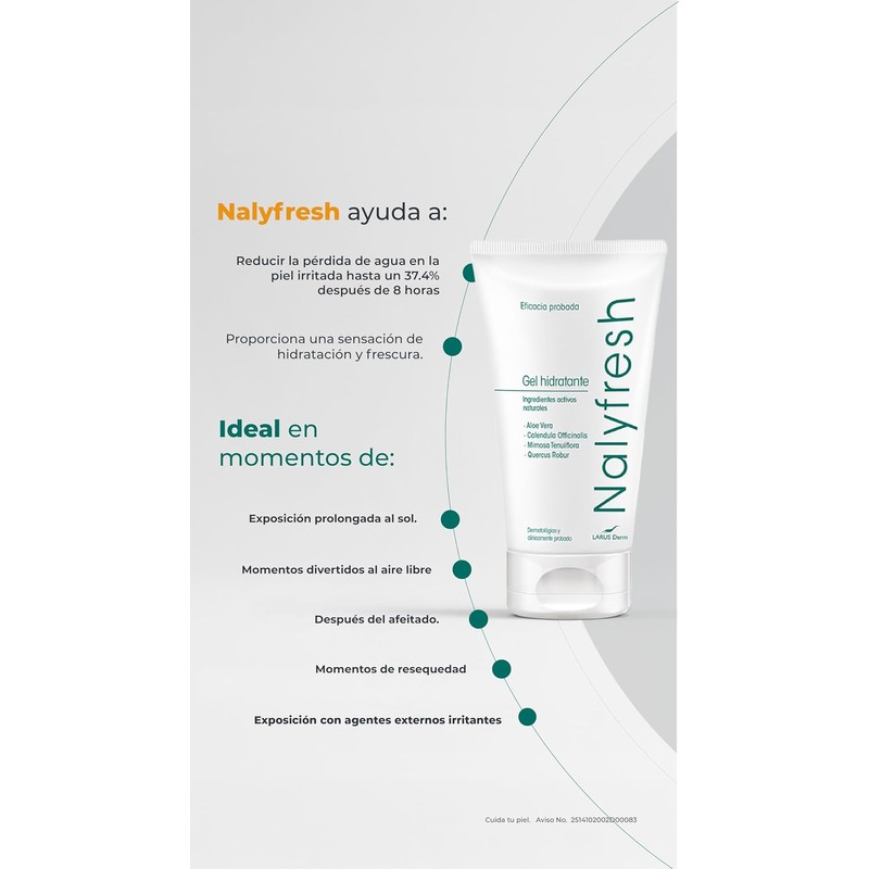 Nalyfresh Gel Hidratante con Aloe Vera, Calendula Officinalis, Mimosa Tenuiflora