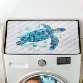 GLENLCWE Sea Turtle Dust Cover Pad for Washer And Dryer, Blue Washing Machine Mat for Top, Universal Fits Most Washers or Dryers Dust-Proof Mats Top