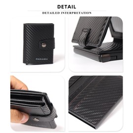 POXIADIV Slim Wallet for Men 1 ID Window with RFID Blocking, Minimalist Genuine Leather Mens Wallet, Credit Card Holder, Triple Fold