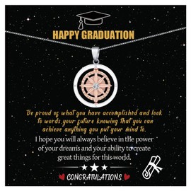 CheersLife Graduation Gifts for Her 2024 High School, Rotate Compass Necklace for Women Daughter Girls, Seniors College Graduate Gifts for Students Best Friends Granddaughter Sister Congratulations