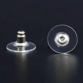Bullet Clutch Earring Backs for Studs, Pad Rubber Earring Stoppers, Pierced Safety Backs (Steel Color)