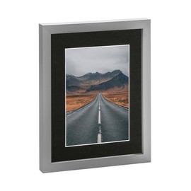 Nicola Spring 1x Grey 8" x 10" Photo Frame with Black 5" x 7" Mount - Glass Aperture Home Picture Wall Hanging Landscape Portrait Display