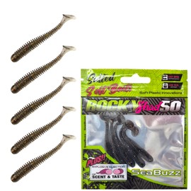 SEABUZZ Rubber Fish Fishing Lure Set Rocky Shad 5 Pieces x 50 mm - Pike Zander Catfish Rubber Bait - Trout & Perch Artificial Bait - Predator Fish Fishing Set - Fresh and Saltwater Fishing Equipment