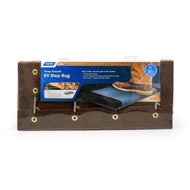 Camco Premium Single Rib Wrap Around Camper/RV Step Rug - Compatible w/Manual or Electric RV Steps - Features Adjustable Design & Fits 23-Inch Wide Steps - Brown (42911)