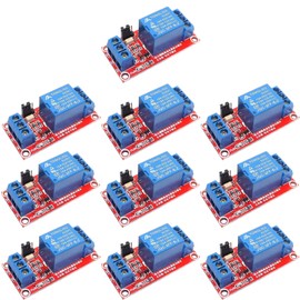 Relay Module 5 V: 1 Channel Relay Board with Optocoupler, Trigger Expansion Board, Relay Card, Supports High and Low Level Trigger Relay Switch Module for Arduino, Pack of 10