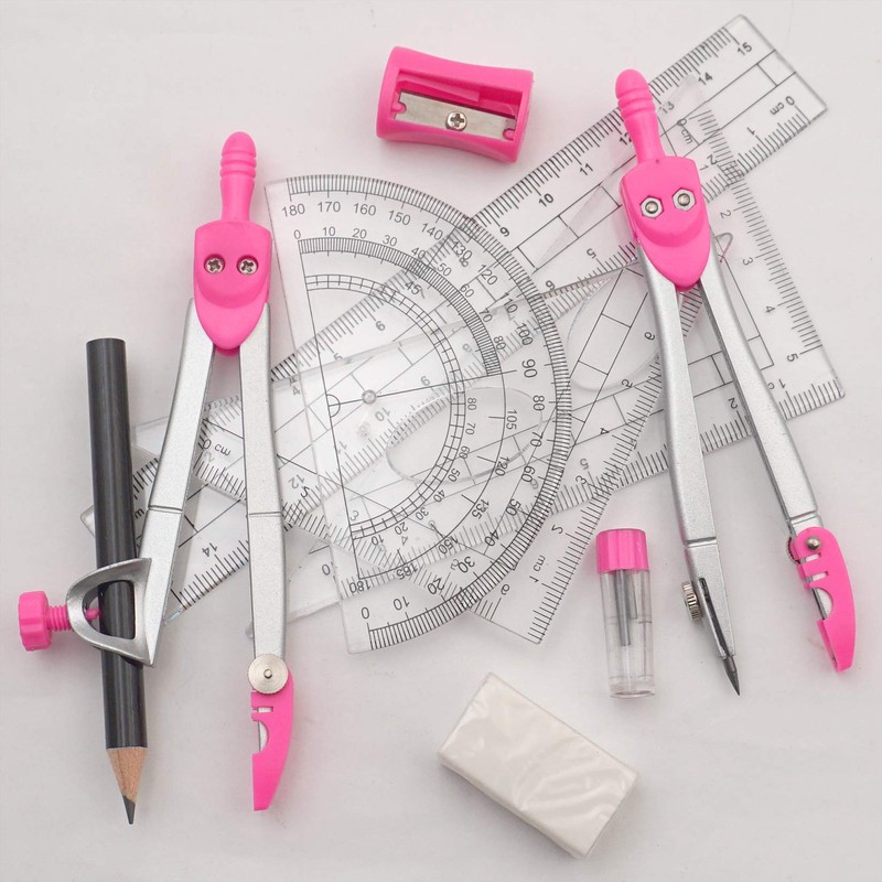 Geometry Set Maths Compasses for Students with Compasses Protractor in