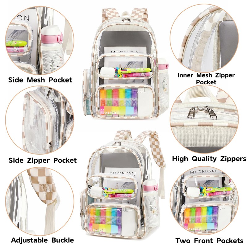 CAMTOP Clear Backpack Heavy Duty Transparent Bag See Through BookBag