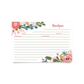 Jot & Mark Floral Recipe Cards 4x6 | Double Sided Thick Cardstock, 50 Count (Garden Floral)