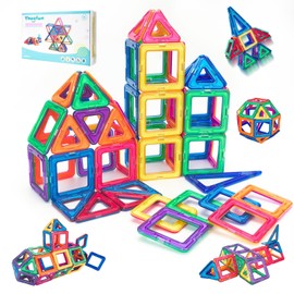 Theefun Magnetic Building Blocks Magnetic Tiles, 60pcs Magnetic Shape Toys for 3 4 5 6 7 8 Year Old Boys & Girls STEM Toy Set Educational Magnetic Toys Christmas Birthday Gifts for Kids