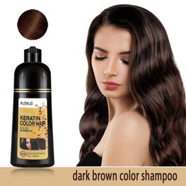Natural Golden Brown Hair Dye Shampoo 3-in-1 16.9 FL OZ, Add Keratin ,Semi-permanent Hair Color Shampoo For 100% Gray Hair Coverage, Long Lasting Hair Color, Easy to Use,Ammonia Free No Harsh Chemicals For Adults Haircare - Colour: Dark Brown