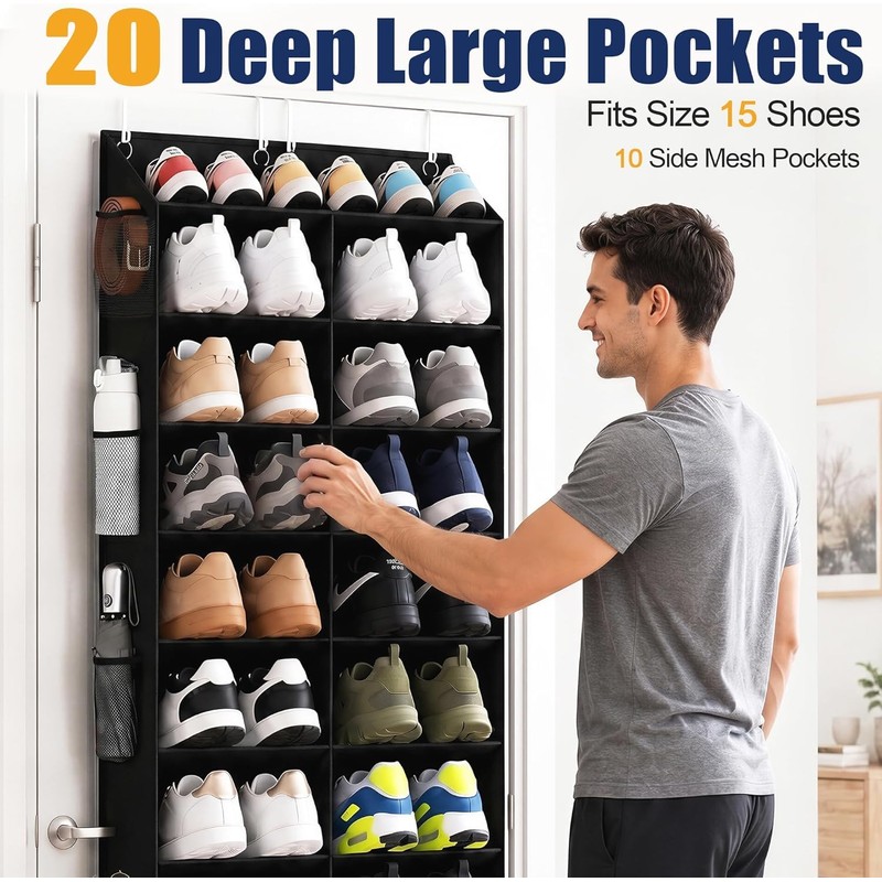 30 Pairs Over the Door Shoe Storage with 20 Wide