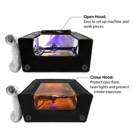 Laser Engraver Enclosure with LED Light & Ventilation Kit, Fireproof Laser Engraving Machine Cover, Filtering Window, Smoke Vent, Noise Reduction,Dustproof Cover for Most Laser Cutter, 650X650X330mm