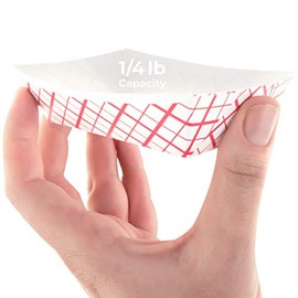 Grease-Proof Sturdy Food Trays 1/4lb Capacity 200 Pack by Eucatus. Serve Hot or Cold Snacks in These Classic Carnival Style Checkered Paper Baskets. Perfect for Concession Stand or Circus Party Fare!