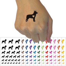 Australian Cattle Dog with Heart Temporary Tattoo Water Resistant Fake Body Art Set Collection - Light Pink (One Sheet)