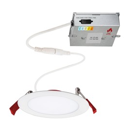 WAC Lighting Lotos 4in Fire Rated LED Round 5-CCT Selectable 2700K-3000K-3500K-4000K-5000K Recessed Kit in White