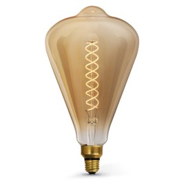 Feit Electric ST52/S/820/LED Oversized Vintage Exposed Curved Filament Glass Soft White 2100K Dimmable ST52 Led Light Bulb, Amber