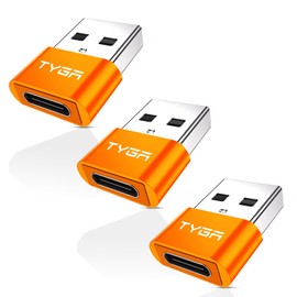 TYGA STORE USB Type C Female to USB Type A Male Adapter 2.0, Sync, Transfer, Charge, Plug & Play (3, Orange)