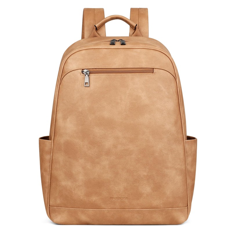 MASINTOR 15.6 inch Leather Laptop Backpack Purse for Women, Designer
