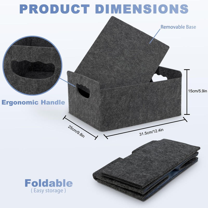 BEHONA Felt Basket Storage, Thickened Felt Storage Basket, Foldable Basket