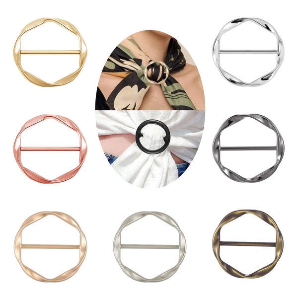 14 Pcs Silk Scarf Ring Circle T-Shirt Ties Clips for