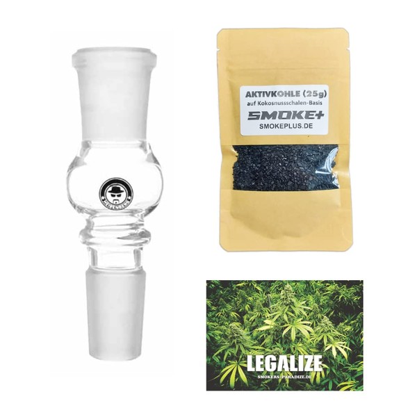 Heisenberg Activated Carbon Adapter 18.8 mm (NS19) Cut + 25g Coconut Activated Carbon and Sticker