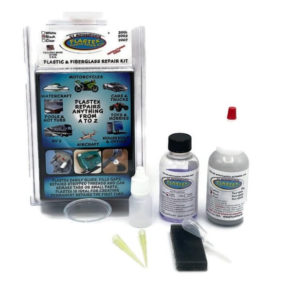Plastex Plastic Repair Kit - Easily Glue, Repair or Remake Broken Plastic, Fiberglass, Wood & More!. (Standard Black Kit)