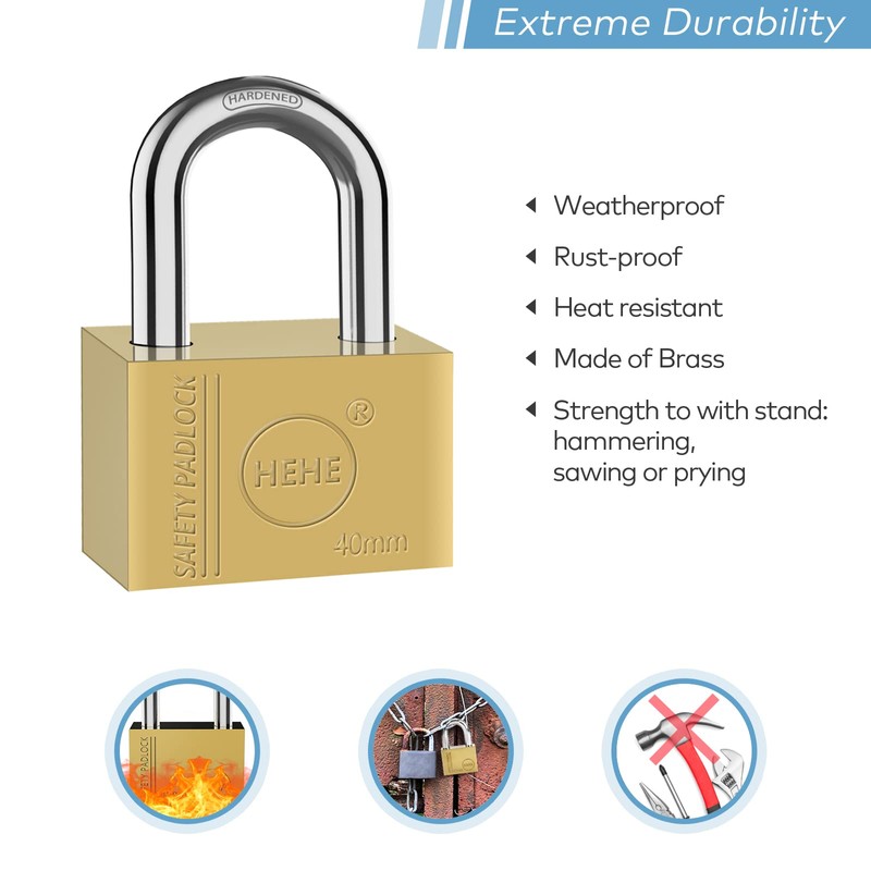 Heavy Solid Brass Padlock - 40 mm, Security Lock Home