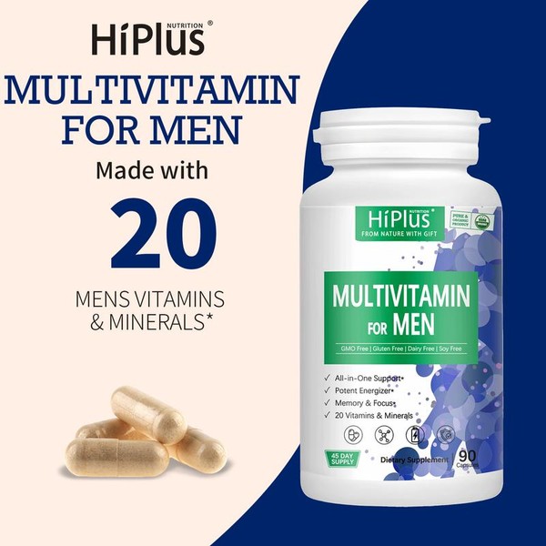 HiPlus Multivitamin for Men - 90 Capsules Daily Multivitamins with