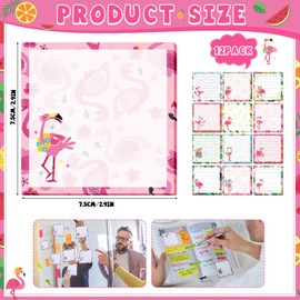 Handepo 12 Pack Flamingo Notepad Small to Do List Sticky Notes Funny Cute Note Pads Flamingo Sticky Notes FlamingoTheme Self Stick Note Pads Memo Pads for Office School, 600 Sheets in Total