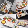AIYoo 2 Pack Stainless Steel Divided Plates, Large 6 Sections