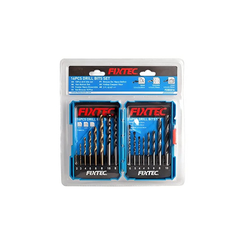 DRILL BIT SET. MIX BITS COMBINATION METAL WOOD CONCRETE. 16PCS.