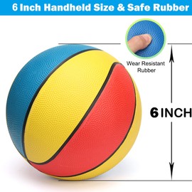 LNCOJOLM 6" Mini Rubber Basketball for Indoor Basketball Hoop, Small Soft Basketball for Toddler Baby Kid, Replacement Basketball with Pump for Pool Beach Indoor Outdoor