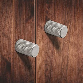 Gedotec King Furniture Handle Chrome-Plated Polished Aluminium Furniture Knob Vintage Ribbed Door Handle Furniture Cabinet Door Knob Diameter 17 mm Round 1 Piece Door Knob with Threaded Screws