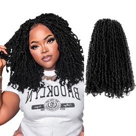 14 Inch 10 Packs Yanky Twist Crochet Hair Pre-twisted Natural Black Kinky Mini Spring Twist Plus Small Curly Senegalese Twist Braids (1#)