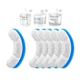 FOSSFUSSELL Cat Water Fountain Filter high Compatibility Replacement Upgrade Cat Fountain Filter Arc-Shaped Safe Washable Animal Water Fountain Filters with 4 Filtration System, white,blue