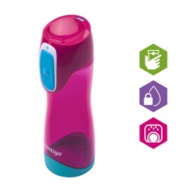 Contigo Swish Autoseal Drinking Bottle Large BPA-Free Plastic Water Bottle, Leakproof, for Sports, Biking, Jogging, Hiking, 500 ml, pink, 500 ml