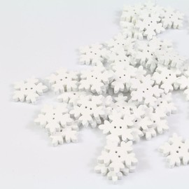 Supvox 50pcs White Snowflake Buttons Assorted Holiday Collection Snowflake Buttons Embellishments