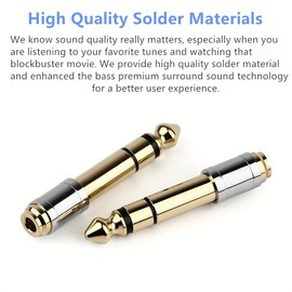 okcsc 3.5mm to 6.35mm Headphone Pure Copper Gold-Plated Jack Adapter Stereo Auxiliary Converter，for Microphone Headphones, Amplifiers, Electronic Keyboards and Guitar a Package