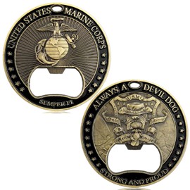 U.S.Marine Corps Devil Dog Veteran Military Challenge Coin Army Key Chain USMC Bottle Opener
