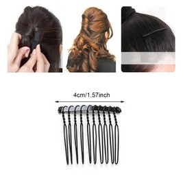 10 Pack 10 Teeth Black Metal Side Hair Combs Wire Twist Hair Clips Wedding Bridal Veil Combs Decorative Hair Barrettes Headpiece French Twist Updo Bun Accessories for Women Girls (Black)
