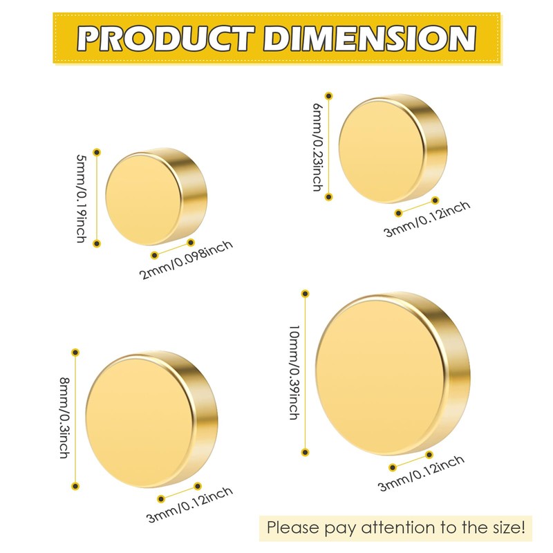 Wukong Gold Magnets 5x2.5mm | 80 Pack, Strong Round Magnet