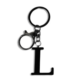 ORUZA Letter Keyring Alphabet Initial Keychain, Black Metal Letter Key Ring for Women Men Handbag Wallet Purses (L)
