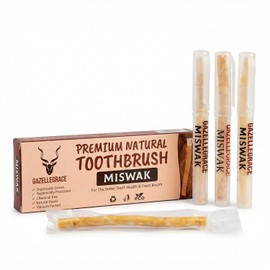Palitos de Miswak para dientes, cepillo de dientes natural, kit de blanqueamiento dental, salud bucal, sellado al vacío, aliento fresco | Paquete de 3 con soporte