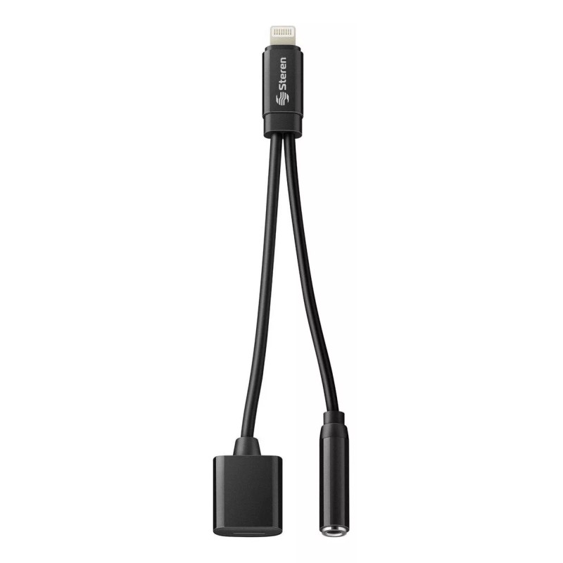 Steren Cable Adaptador Lightning Para Audio 3,5 Mm Y Carga|